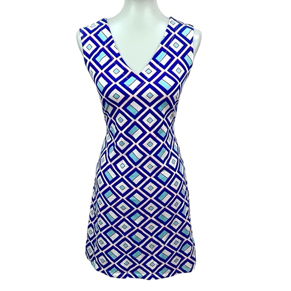 Mahi Gold Geometric Print V-neck Stretch Paradise Dress - Picture 1 of 9